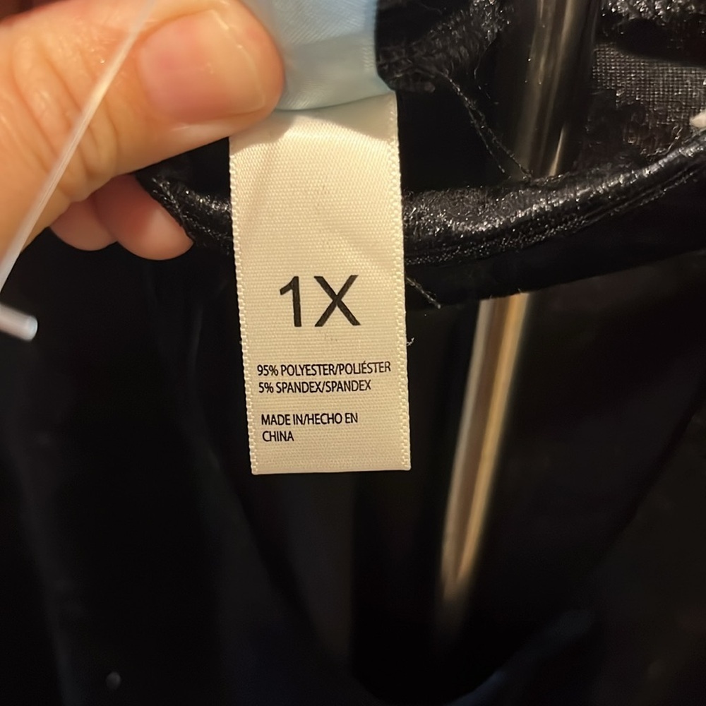 M.FASIS WOMENS SZ 1X BLACK VELVET MIDI DRESS - Picture 3 of 9